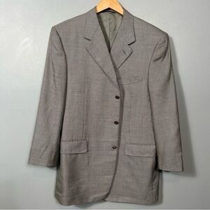 CANALI Black White Silk Wool Mix Three Button Blazer Jacket Size 54 R